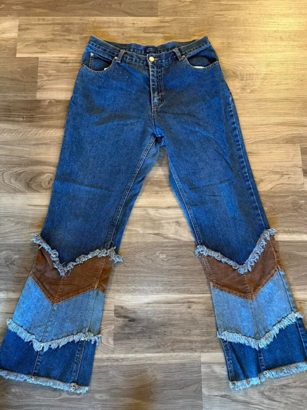 Vintage Y2K 2000's The Blues brand patchwork detail with raw hem flare jeans